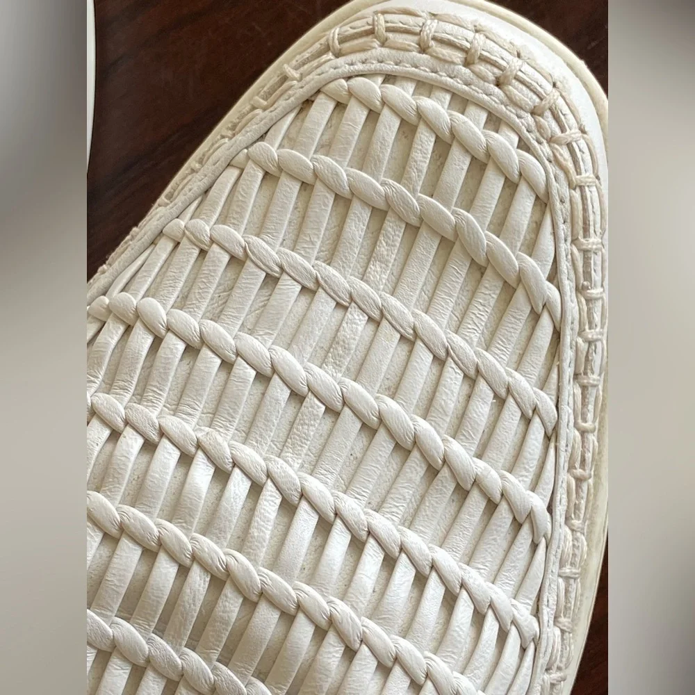 Vince Cream Woven Platform Slip-On Sneakers